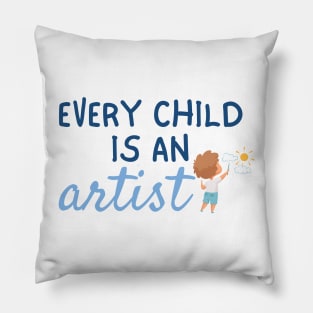 Every Child is an Artist - Kid Painting a Sky Pillow