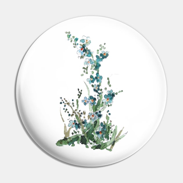 Forget-me-not watercolor Pin by Kuhtina