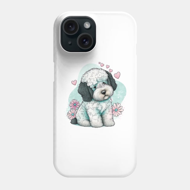 Valentines sheepadoodle pup - a Furr-fect valentine gift for your dog-loving pet lover Phone Case by UmagineArts