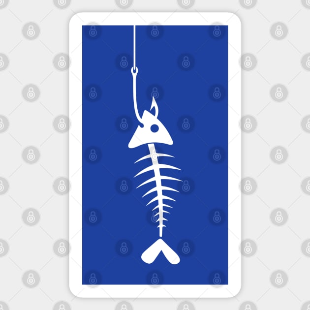 Fish skeleton in a fish hook. - Fishing - Sticker