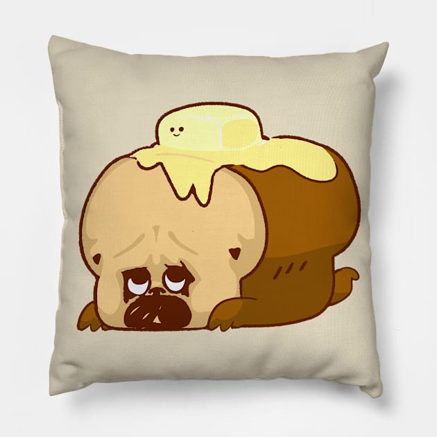 Pug Bread and Mr. Butter Pillow by huebucket