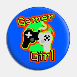 Orange and Green Gamer Girl Pin