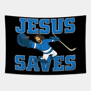 Jesus Saves fun Hockey Goalie Tee Gift Tapestry