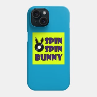 SpinSpinBunny Main Square Logo - Fluorescent Yellow - Black Purple Text Phone Case