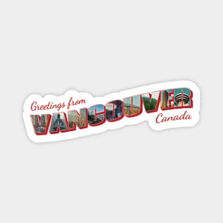 Greetings from Vancouver in Canada Vintage style retro souvenir Magnet