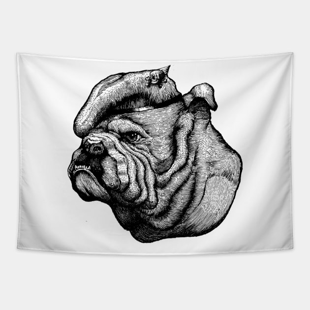 Old English Bulldog Tapestry by Black Tee Inc