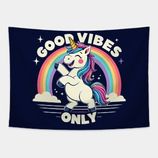 Good Vibes Only Unicorn Rainbow Tapestry