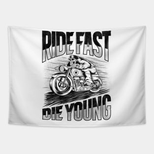 Ride Fast Die Young logo Tapestry