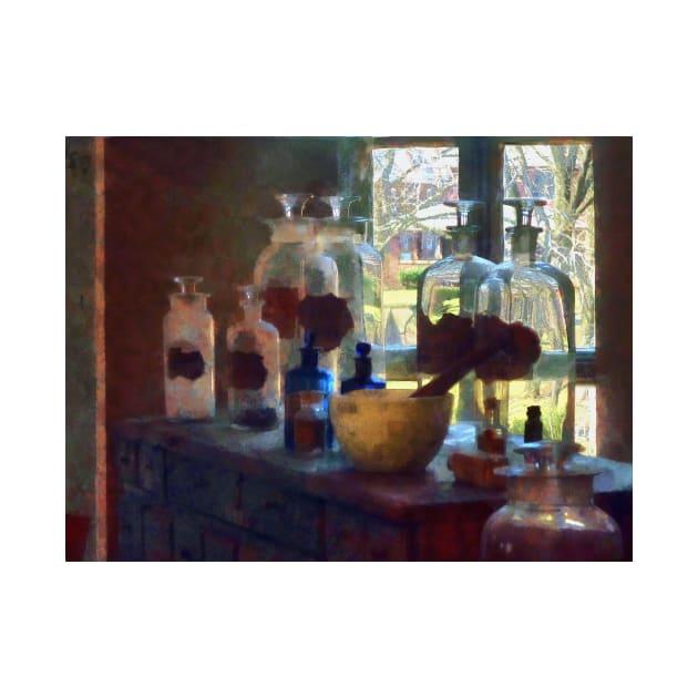 Pharmacists - Mortar, Pestle and Bottles by Window by SusanSavad