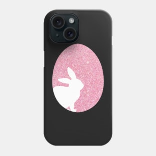 Easter Bunny Silhouette in Pastel Pink Faux Glitter Easter Egg Phone Case