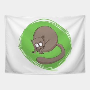 Little lemur on green background Tapestry