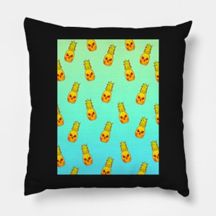 Teal Mint Pineapple Skull Pattern Pillow