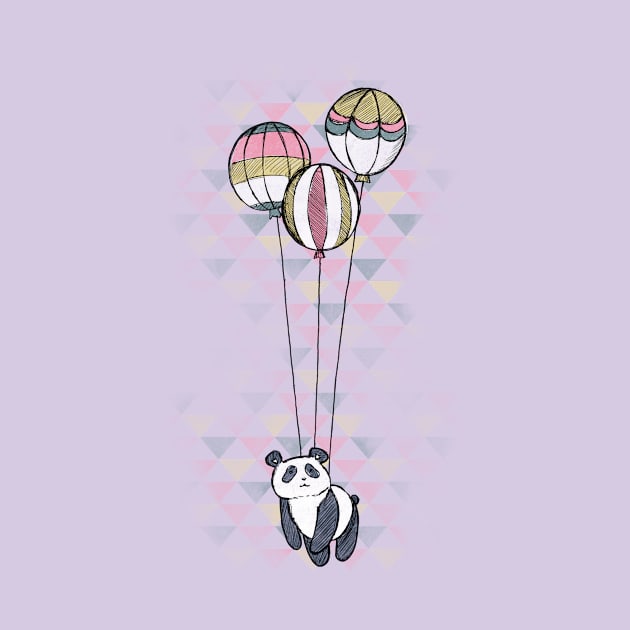 Panda with balloons by Shirt.ly