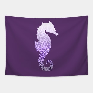 Ombre purple and white swirls doodles seahorse Tapestry