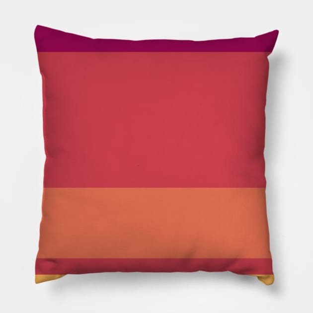 An admirable hybrid of Almost Black, Dark Fuchsia, Faded Red, Light Red Ochre and Pastel Orange stripes. Pillow by Sociable Stripes