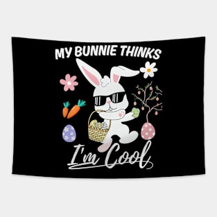 Funny Quotes, My Bunny Thinks I'm Cool, Easter design kids Tapestry