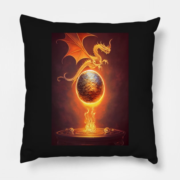 Fire Dragon Egg Pillow by natural-20s