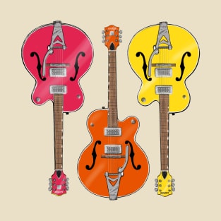 Three Guitars Red Orange Yellow T-Shirt