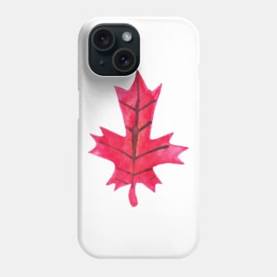 Red Oak Leaf Watercolor Phone Case