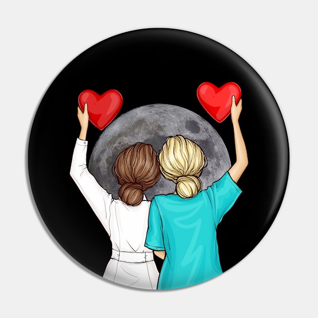 Doctor Nurse And The Moon Pin by Modern Art