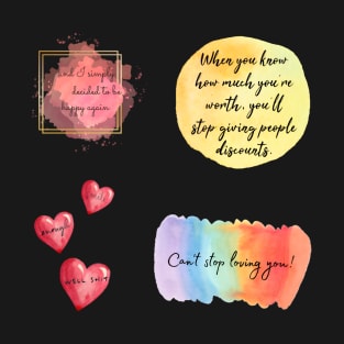 watercolor text quotes pack sticker T-Shirt