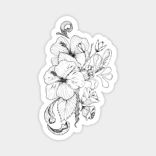 Cool floral ink tattoo art Magnet