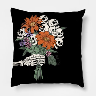 Skeleton Flowers Pillow