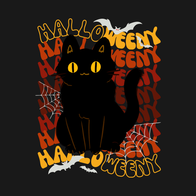 Spooky & Cute Halloween Black Cat by HappyPeeps