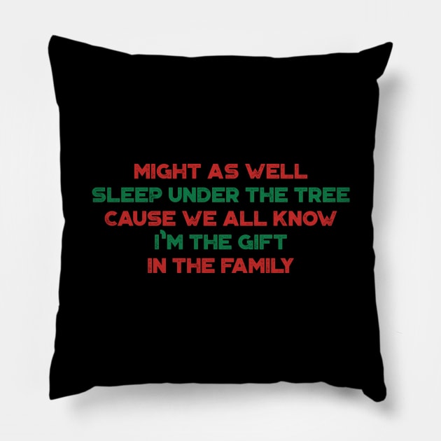 Might As Well Sleep Under The Tree Funny Vintage Retro (Christmas) Pillow by truffela