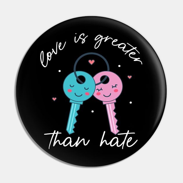 Love Is Greater Than Hate For Gift To Friends Pin by SILVER01