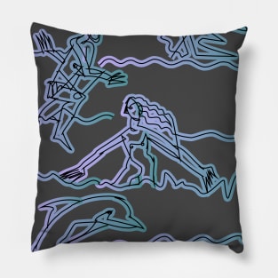 Humans and Dolphins Pillow