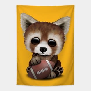 Cute Baby Red Panda Playing With Football Tapestry