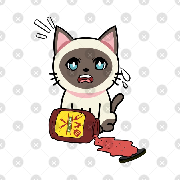 Funny siamese cat Spills BBQ Sauce by Pet Station