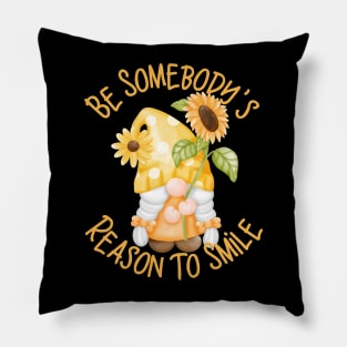 Be Somebody's Reason To Smile, Gnome with Sunflowers Pillow