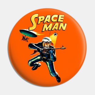 Astronaut Vintage Spaceship Science Fiction Flying Saucer Ufo Space Man Comic Pin