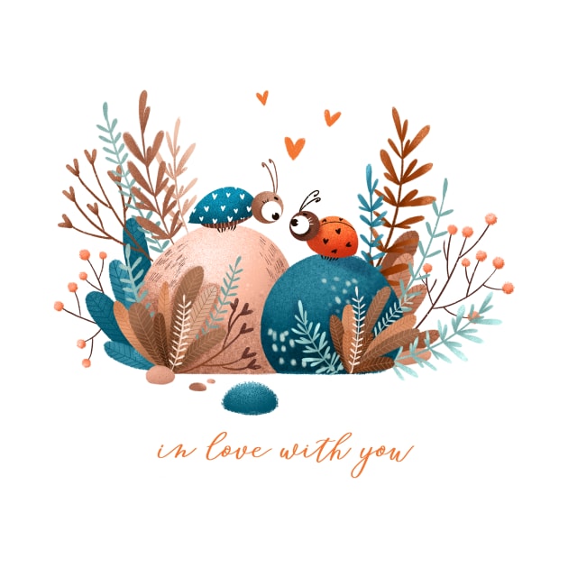 In love with you. Cute bugs by Elena Amo