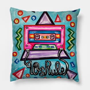 90s Rule Nostalgia Rewind Tape Pillow