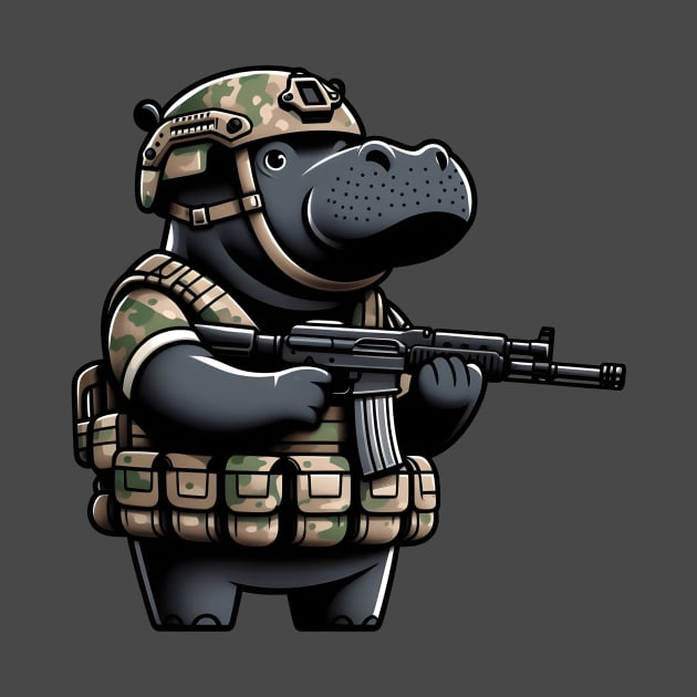 Tactical Hippo by Rawlifegraphic