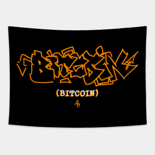 Bitcoin logo graffiti Tapestry