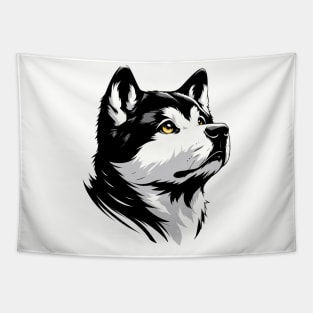 Stunning and Cool Akita Monochrome and Gold Portrait for Father's Day Tapestry