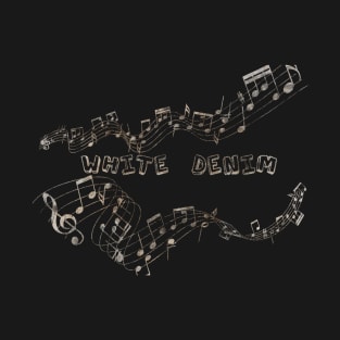 Musical Notes Vintage - White Denim T-Shirt