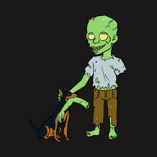 Funny Miniature Pinscher Playing With Zombie Halloween ...