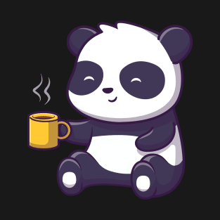 Cute panda sitting and drinking tea T-Shirt