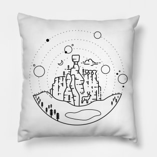 Bryce Canyon - Line Art Black Pillow