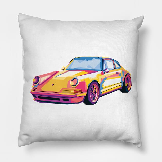 PORSCHE 930 COLORFUL Pillow by Shuriken