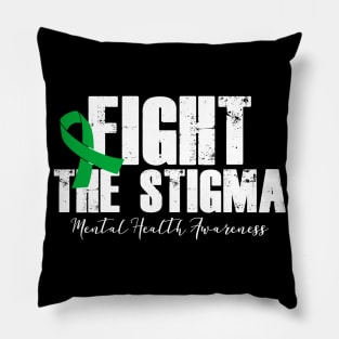 Fight The Stigma Green Ribbon Mental Health Pillow