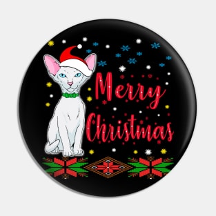 Merry Christmas. Hairless cat Desing. Holiday Gifts Pin