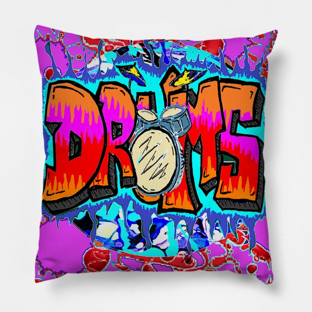 Drums Art Pink Art Pillow by LowEndGraphics