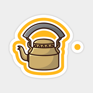 Tea Kettle Sticker vector illustration. Food and drink object icon concept. Breakfast tea kettle with closed lid sticker vector design with shadow. Magnet