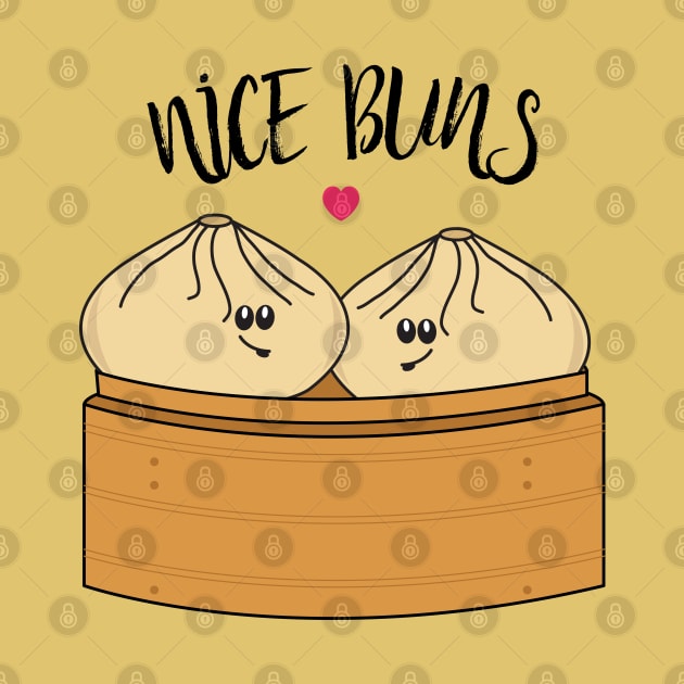 Nice Buns Funny Bao Dumplings Food Pun by HotHibiscus